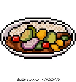 Vector Pixel Art Asian Food Isolated