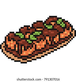 vector pixel art asian meatball isolated