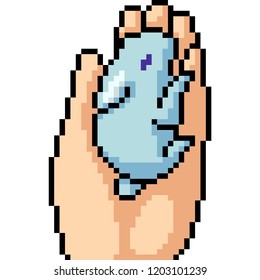 vector pixel art baby rabbit isolated cartoon