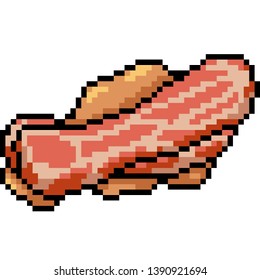 vector pixel art bacon isolated cartoon