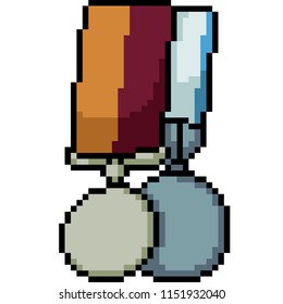 vector pixel art badge trophy isolated cartoon