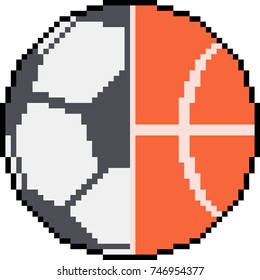 vector pixel art ball game isolated