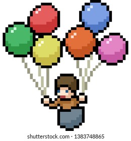 vector pixel art balloon kid isolated cartoon