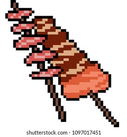 vector pixel art barbecue meat isolated cartoon