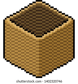 vector pixel art basket isolated cartoon