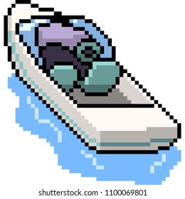 vector pixel art beach boat isolated cartoon