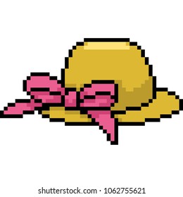 Vector Pixel Art Beach Hat Isolated Cartoon