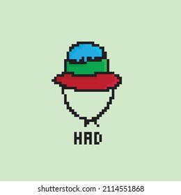 vector pixel art beach hat isolated cartoon