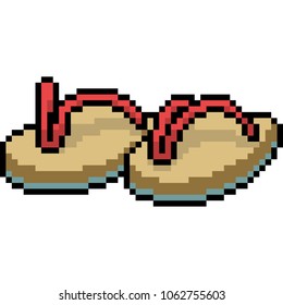 vector pixel art beach sandal isolated cartoon