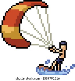 vetor pixel art praia férias isolado desenho animado