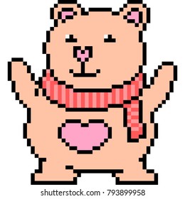vector pixel art bear doll isolated