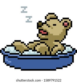 vector pixel art bear isolated cartoon