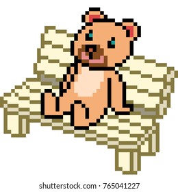 vector pixel art bear sit isolated