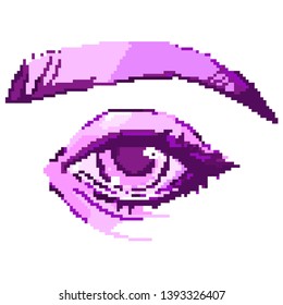 Vector pixel art beautiful eye isolated cartoon. Woman eye. Human eye, eye close up - vector