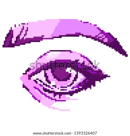 Vector pixel art beautiful eye isolated cartoon. Woman eye. Human eye, eye close up - vector