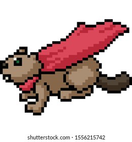 vector pixel art beaver hero isolated cartoon