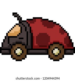 vector pixel art beetle car side isolated cartoon