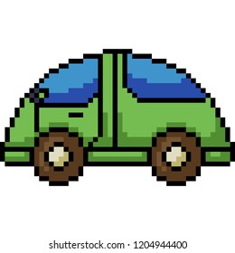 vector pixel art beetle car side isolated cartoon