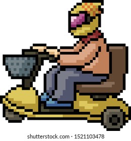 vector pixel art biker isolated cartoon