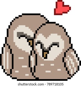 vector pixel art bird couple isolated