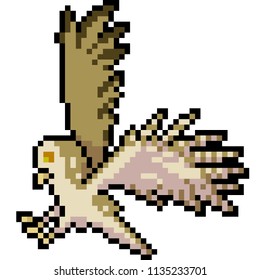 vector pixel art bird fly isolated cartoon