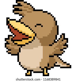 vector pixel art bird happy isolated cartoon