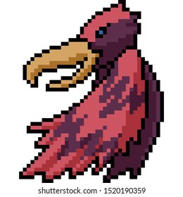 vector pixel art bird isolated cartoon