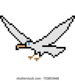 vector pixel art bird isolated