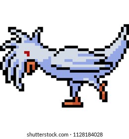 vector pixel art bird Large Cockatoo isolated cartoon