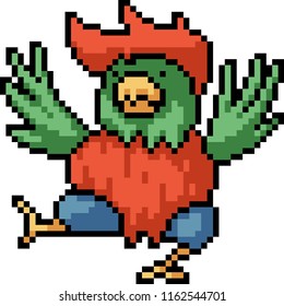 vector pixel art bird monster isolated cartoon