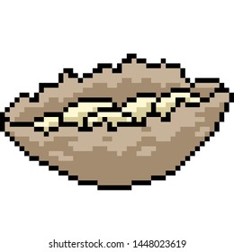 vector pixel art bird nest isolated cartoon