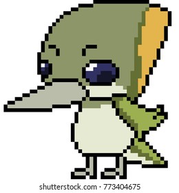 vector pixel art bird Woodpecker isolated