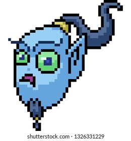 vector pixel art blue head isolated cartoon