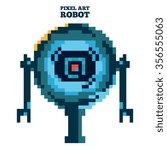 vector pixel art blue robot