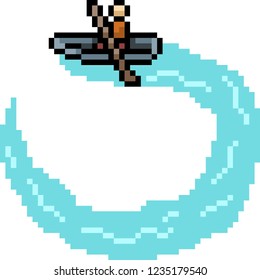vector pixel art boat turn isolated cartoon