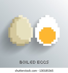 Vector Pixel Art Boiled Egg Design