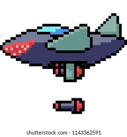 vector pixel art bomb jet isolated cartoon