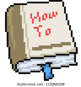 vector pixel art book how to isolated cartoon