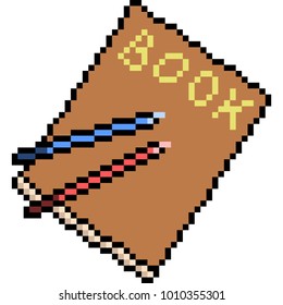 vector pixel art book write isolated