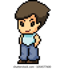 vector pixel art boy isolated cartoon