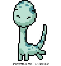 vector pixel art brachiosaurus isolated cartoon