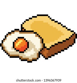 vector pixel art breakfast isolated cartoon