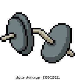 vector pixel art broken dumbbell isolated cartoon