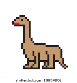 vector pixel art brontosaurus isolated cartoon