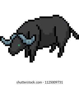 vector pixel art buffalo isolated cartoon