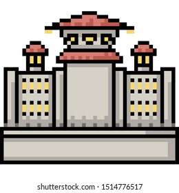 vector pixel art building isolated cartoon