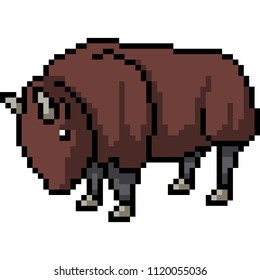 vector pixel art bull isolated cartoon