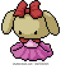 vector pixel art bunny doll isolated cartoon