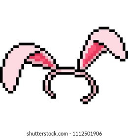 vector pixel art bunny headband isolated cartoon
