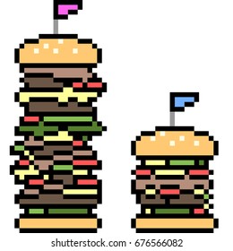 vector pixel art burger isolated